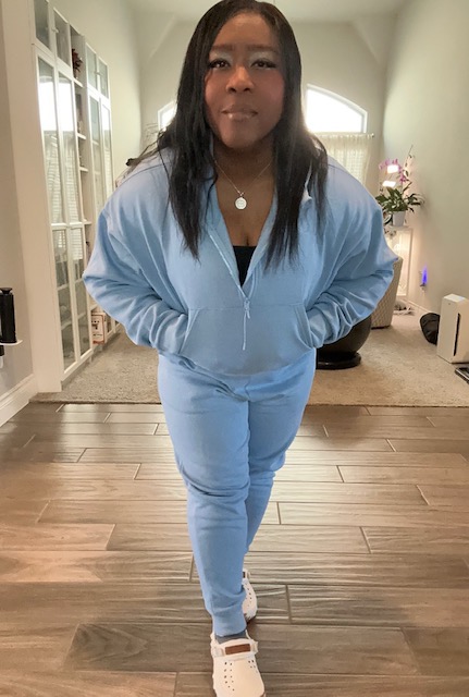 Barb Warren standing in blue activewear, ready to restart her fitness routine